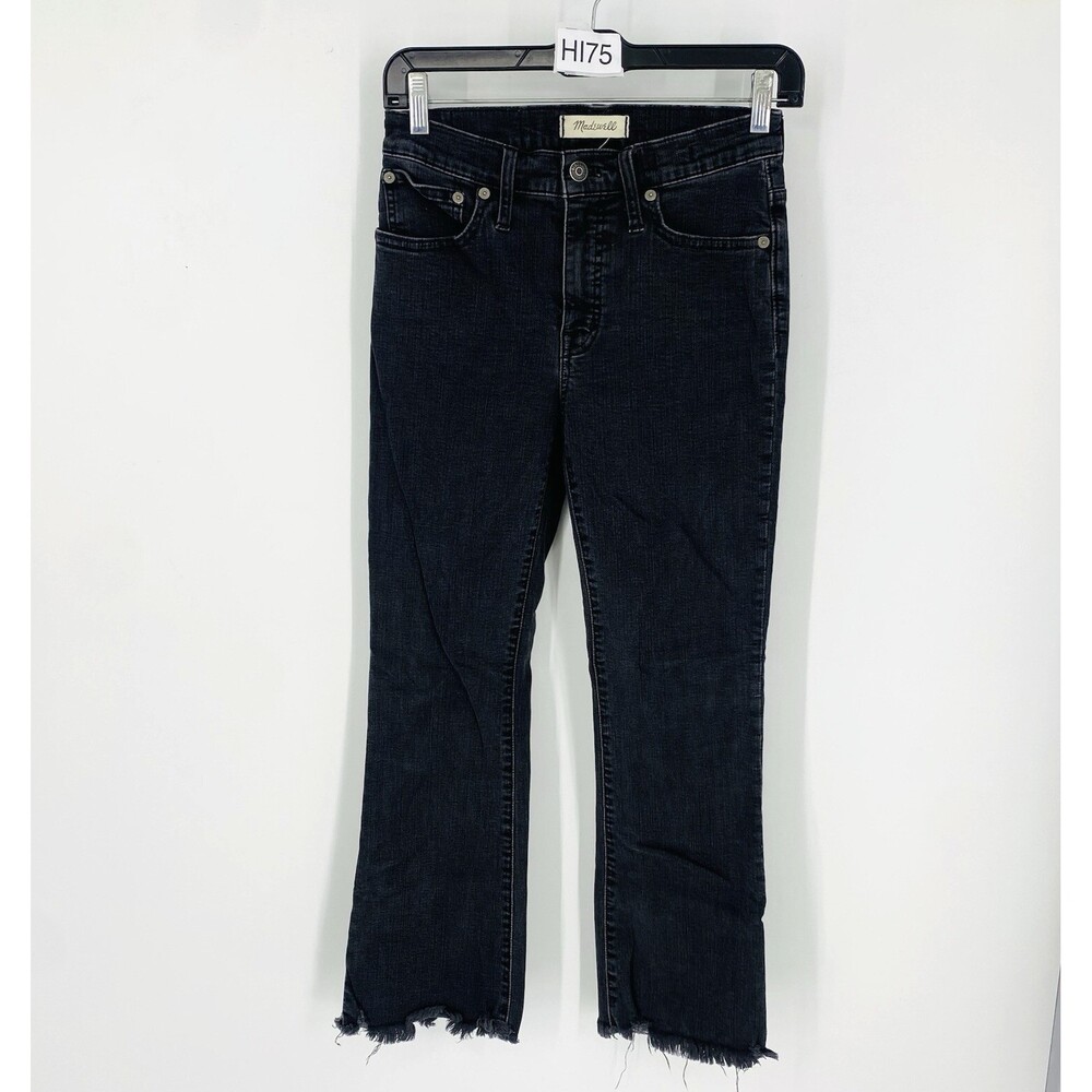 Madewell Black Wash Cali Demi Boot Chewed Hem Jeans Size 25 Women's High Rise